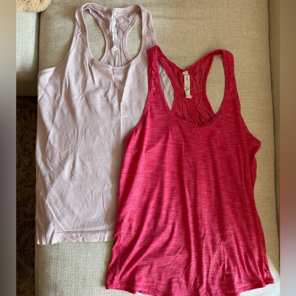 2 Lululemon Women's Racerback Tank Tops - Pink and Red